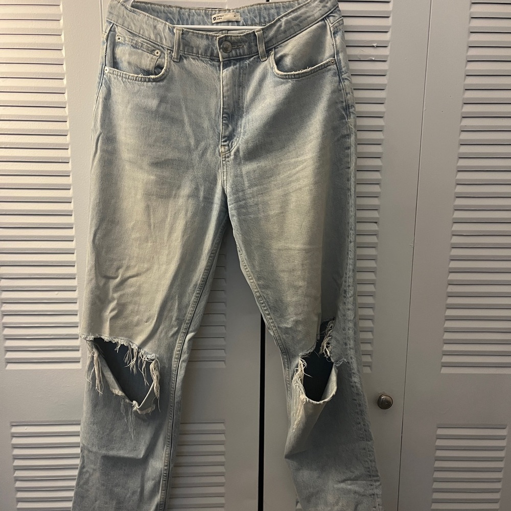 Casual Light Blue Distressed Boyfriend Jeans